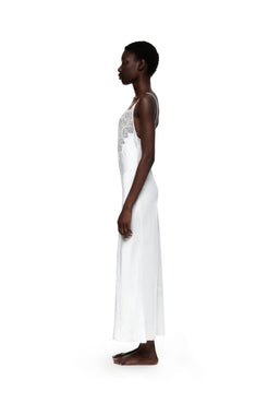 White silk dress with lace