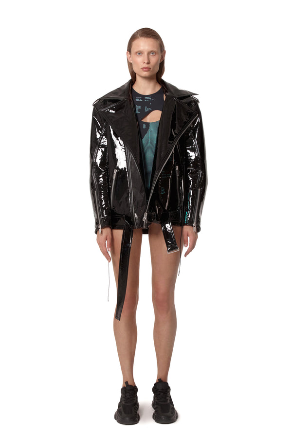 Black lacquer “TIME” jacket