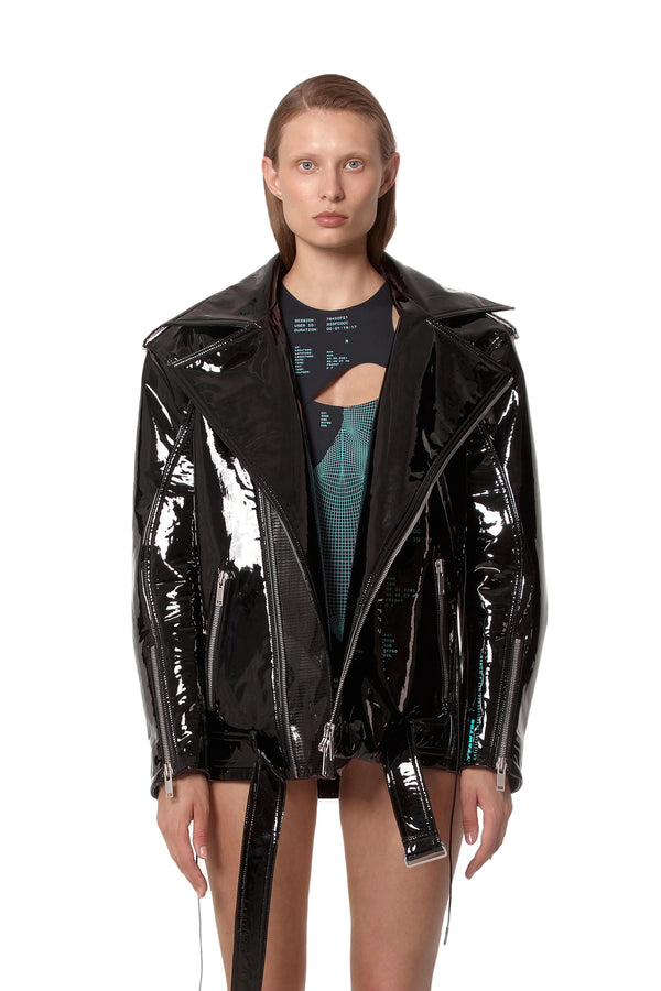 Black lacquer “TIME” jacket