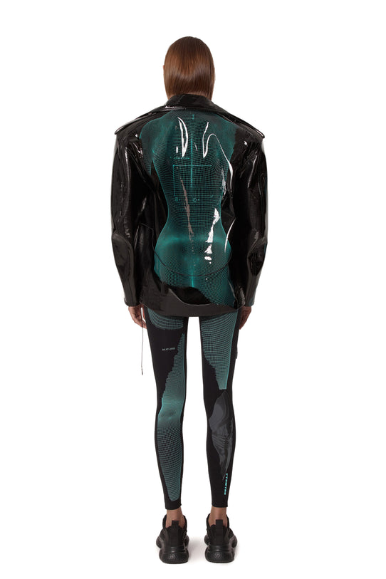 Black lacquer “TIME” jacket