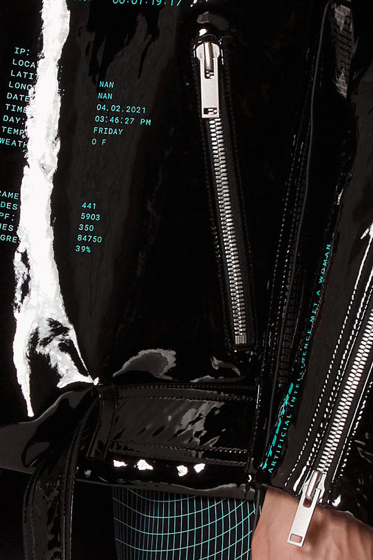 Black lacquer “TIME” jacket