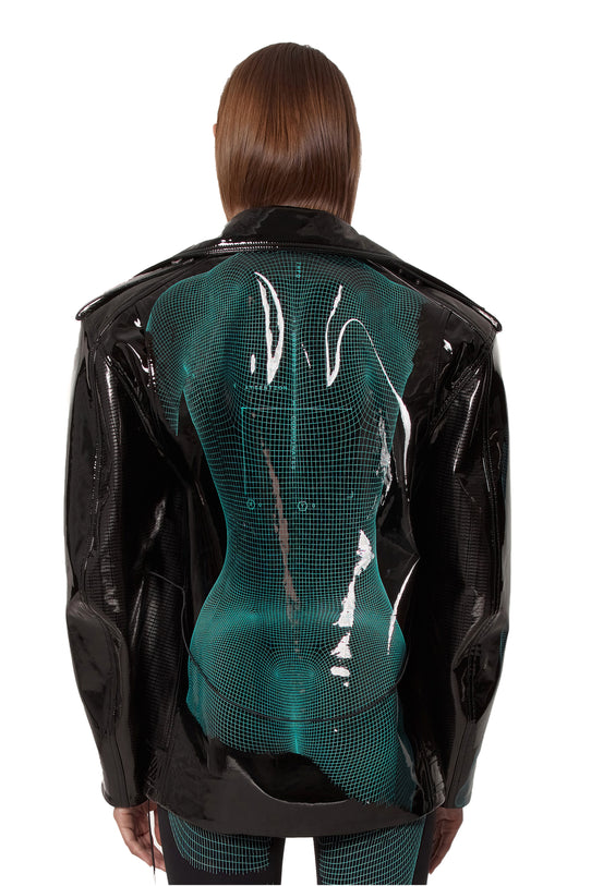 Black lacquer “TIME” jacket