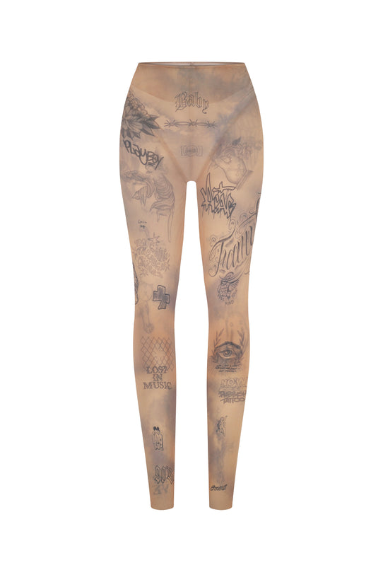 Tattooed Beige Leggings