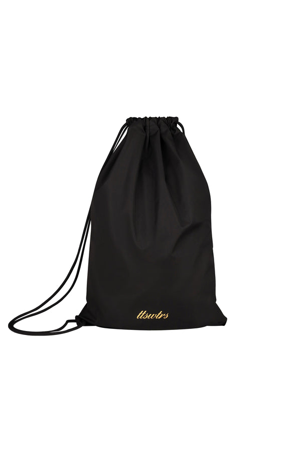 Black drawstring bag