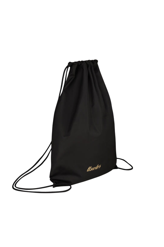 Black drawstring bag