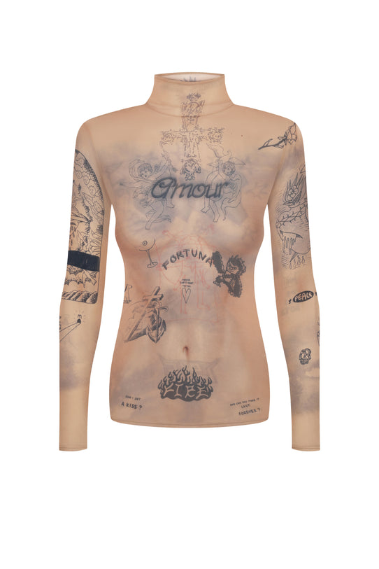 Tattooed Beige Longsleeve