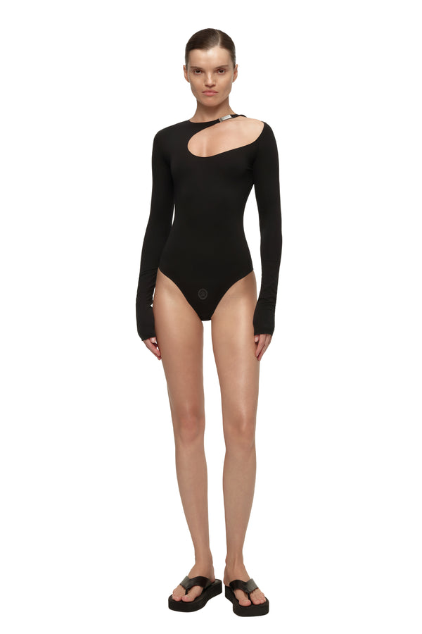Kai Black Cut-Out Bodysuit