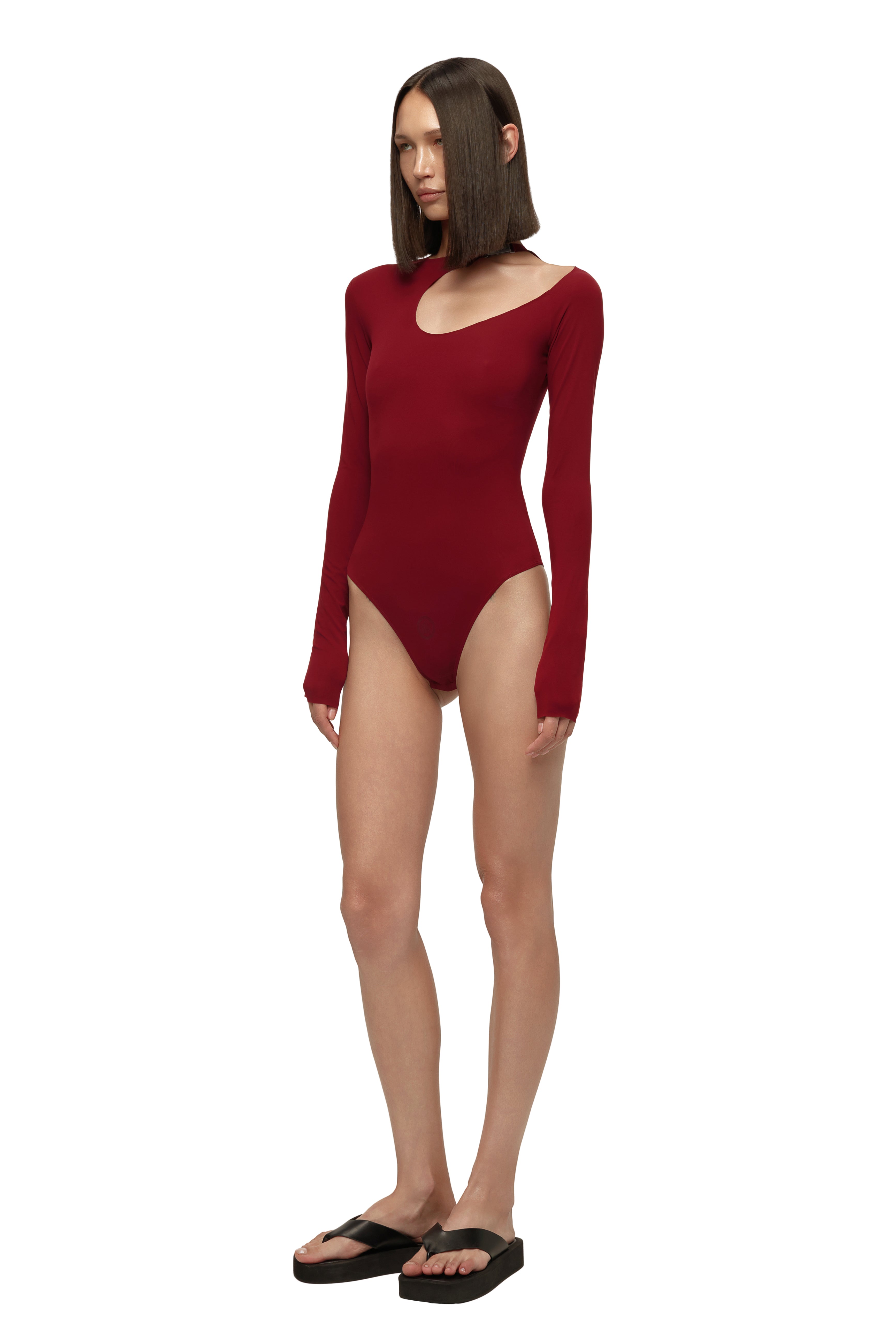 Kai Burgundy Cut-Out Bodysuit