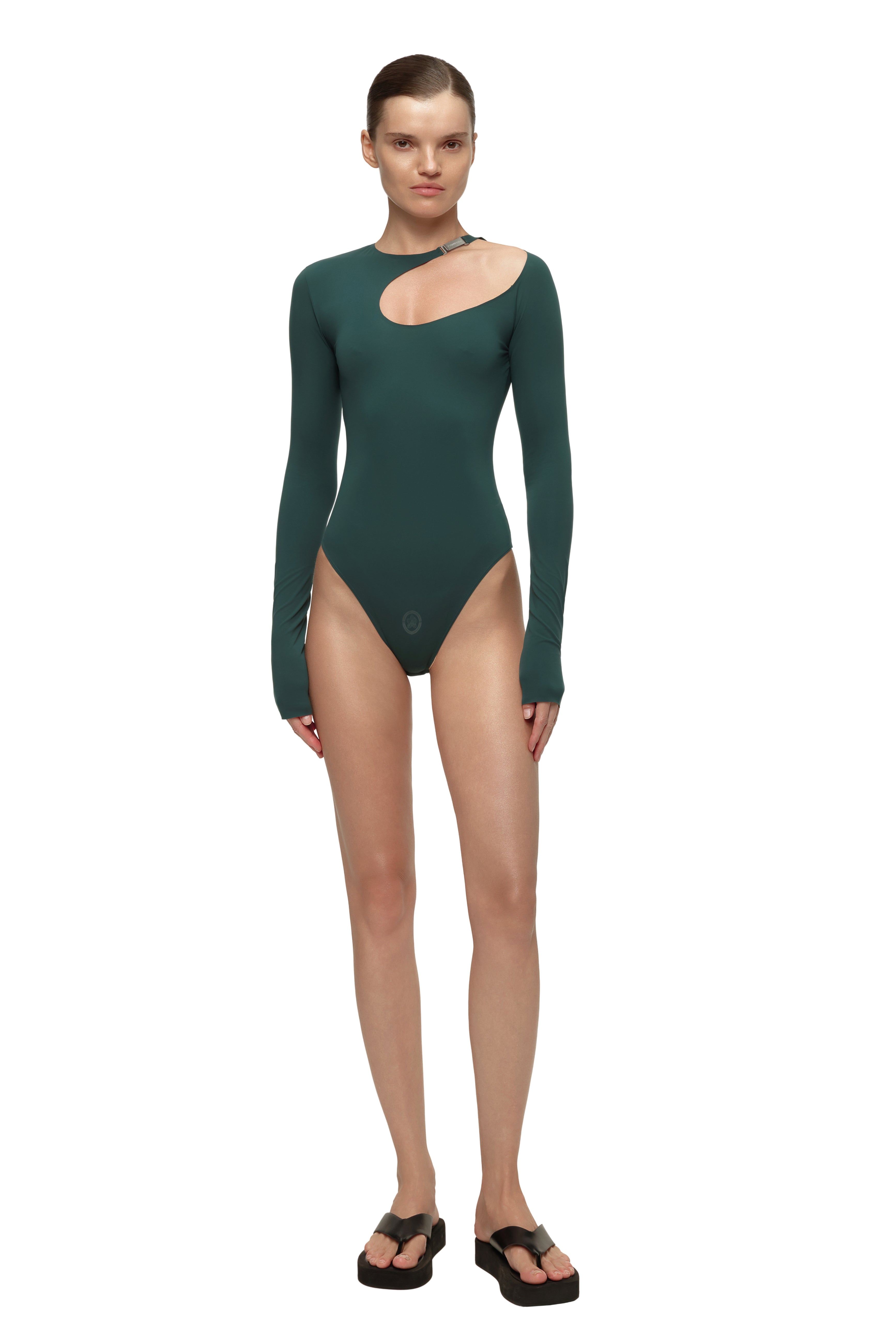 Kai Dark Green Cut-Out Bodysuit