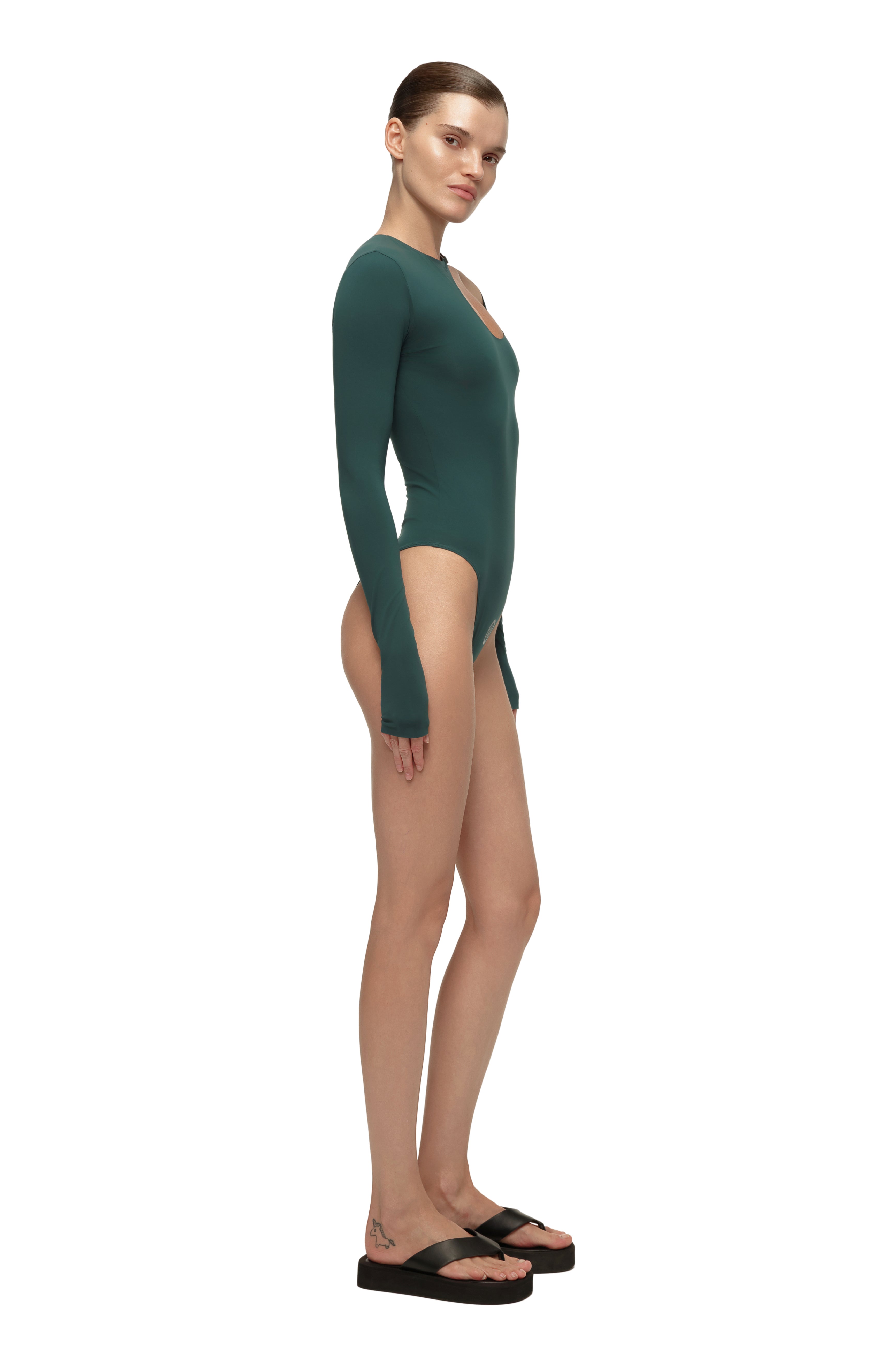 Kai Dark Green Cut-Out Bodysuit