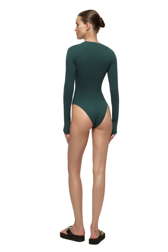 Kai Dark Green Cut-Out Bodysuit