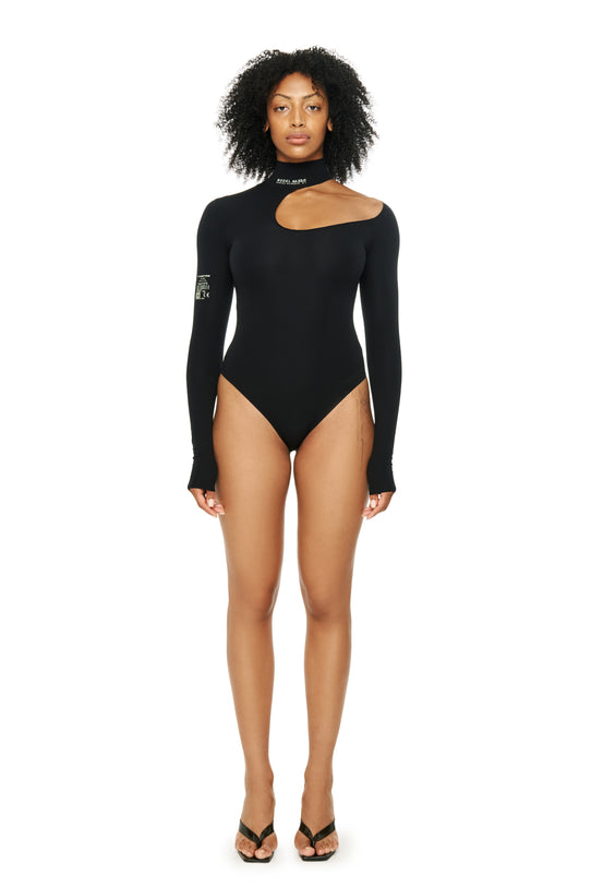 Bodysuit with a hole on the shoulder