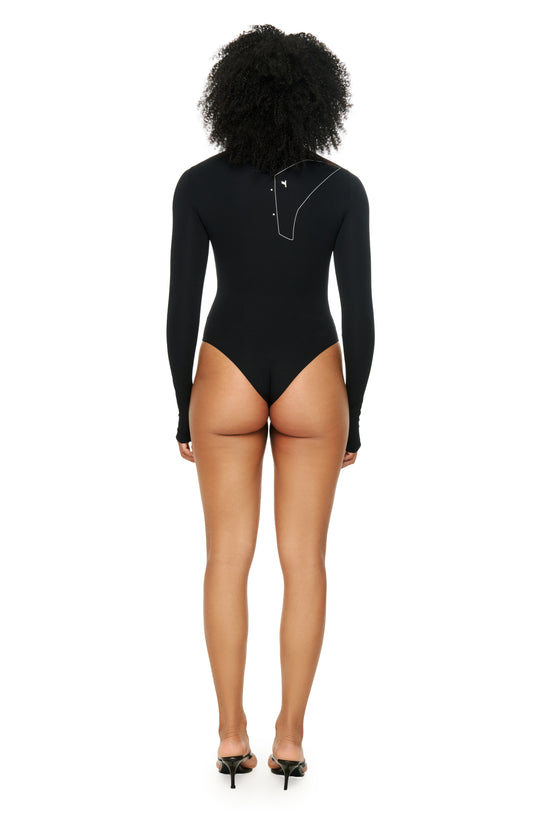 Bodysuit with a hole on the shoulder