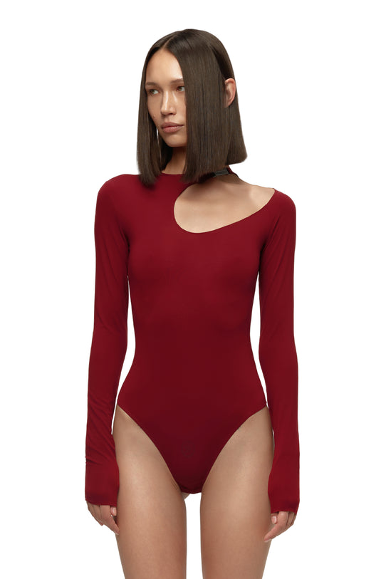 Kai Burgundy Cut-Out Bodysuit