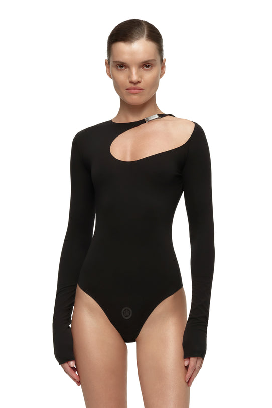 Kai Black Cut-Out Bodysuit