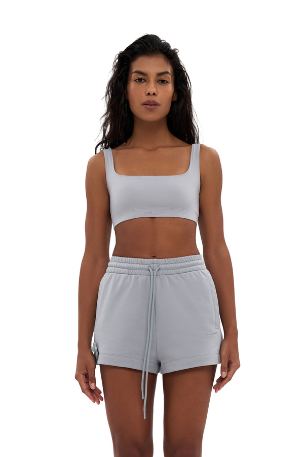 Gray Decollete Top