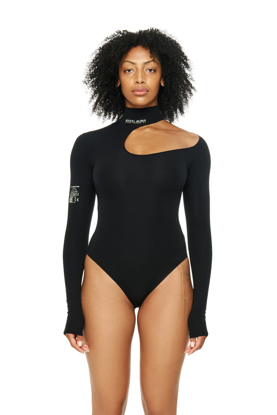 Bodysuit with a hole on the shoulder