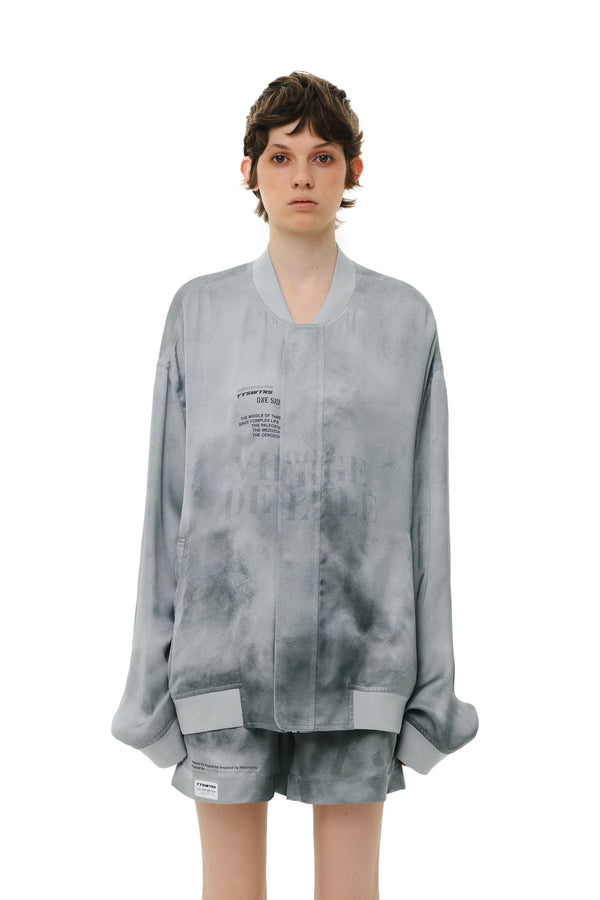 Grey Silk Bomber
