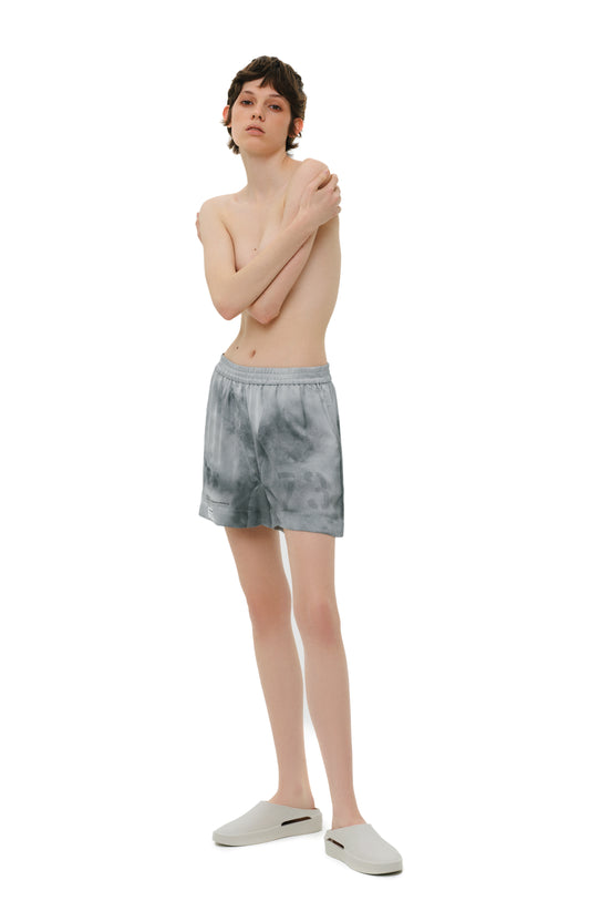 Grey Silk Shorts