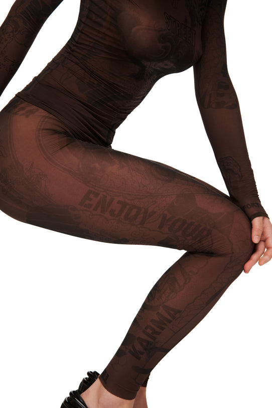 Tattooed Brown Leggings