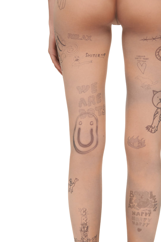Tattooed Beige Leggings
